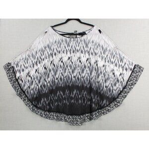 Lane Bryant Womens Plus Size 18/20 Black & White Ikat Print Poncho-Style Top Wit